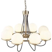 Searchlight Sphere chandelier antique brass with 8 balls