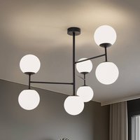 Domiluce Korek ceiling lamp, black/white, glass, 75 cm, 7-bulb, E14