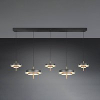 Trio Lighting Keaton LED hanging light, black/gold, 140 cm CCT, 5-bulb