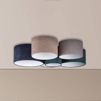 Euluna Boucle ceiling light, 6-bulb, blue/green/cappuccino/grey