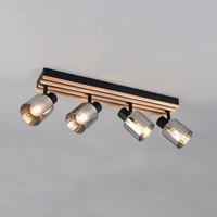 Reality Leuchten Travia spotlight, length 65 cm, 4-bulb, black/smoke grey