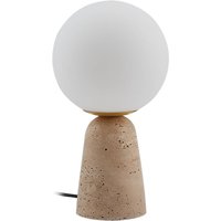 Lindby Tischleuchte Kirstan, beige, weiß, Glas, Stein, 33 cm