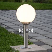 Lindby Vedran pillar light, 45 cm, stainless steel, sensor