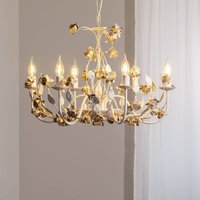 ONLI Ljuskrona Carolina, elfenbensfärgad, 6 lampor, järn