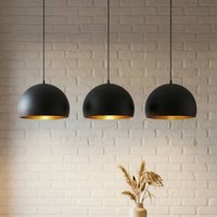 Lindby hanging light Tarjei, length 120cm, black/gold, metal