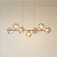 TK Lighting Lava pendant light, 7-bulb, 90 cm long, sand/cognac, G9