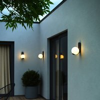 Nordlux Utomhusvägglampa Dalius, svart, vit kupolskärm