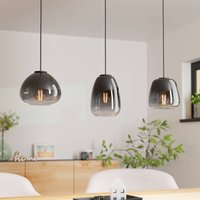 EGLO Suspension Aguilares, verre fumé, 3 lampes, linéaire