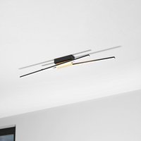 EGLO Plafonnier LED Panagria, noir avec détail en bois