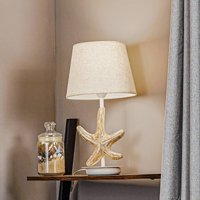 ONLI Bordslampa Stellina, tygskärm, sjöstjärna-dekor