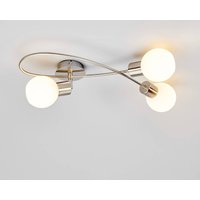Lindby taklampa Elaina, 50 cm, 3 lampor, nickel, glas, E14