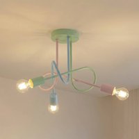 HELAM Taklampa Oxford, flerfärgat, metall, 3 lampor, E27