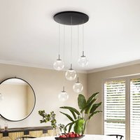 Fabas Luce Suspension LED Ariel, 5 lampes, ronde, gradateur, CCT