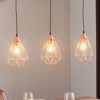 3-punktowa lampa wisząca vintage Tarbes, miedziana