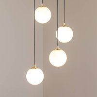 Euluna Glassy pendant light, 4-bulb, round, black/opal