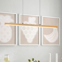 FISCHER & HONSEL LED-pendellampa Shine-Wood, längd 105 cm, ek/svart CCT