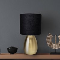 Näve Lampe à poser Aurum, abat-jour tissu, noir/doré