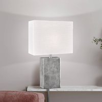 FISCHER & HONSEL Bordslampa Amiens, vit/nickel, höjd 50 cm Linne/metall