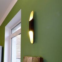 Deko-Light Apodis LED-vägglampa, svart/guld, höjd 50 cm, metall dimbar