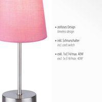 JUST LIGHT. GmbH Heinrich table lamp with pink fabric shade
