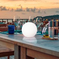 FH Lighting LED solar outdoor light Dabus, Ø 25 cm, ball, white, acrylic