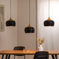 Opviq Berceste pendant light, black, 3-bulb, length 140 cm