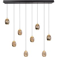 HighLight Golden Egg hanging light, amber/gold, length 115 cm, 8-bulb glass