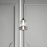 LED-hængelampe Daphne, glas grå-transparent, højde 28 cm