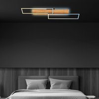 Briloner Plafonnier LED Cornice, 110x25 cm, bois, télécommande