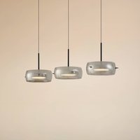 Lucande Martis LED pendant light, black, 3-bulb, step-dim