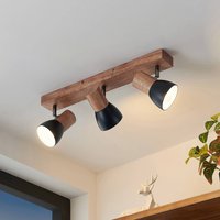 Lindby downlight Tonja, 3-bulb, 55 cm, wood, steel