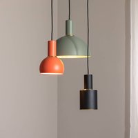 Argon Hänglampa Selma, 3 lampor, grön/röd/svart