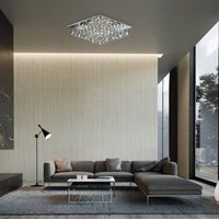 Searchlight Plafonnier Hanna avec prismes en cristal, 44x44 cm