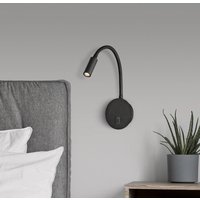 ACB ILUMINACIÓN Lyon LED-läslampa för väggmontage, flexibel arm, strömbrytare, svart