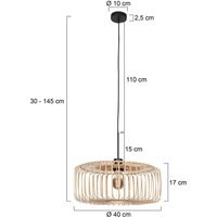 Steinhauer Sparkled Light pendant light, black/natural bamboo, Ø 40 cm