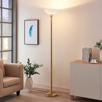 Lindby floor lamp Ignacia, brass-coloured, glass, 180 cm, E27