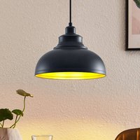 Lindby pendellampa Emna, 1 lampa, svart/guld, metall, Ø29cm