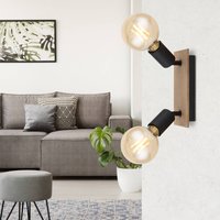 Globo Spot plafond Martha avec panneau bois, à 2 lampes