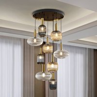 Schuller Valencia Suspension Norma, à intensité variable, à 9 lampes, télécommande, noir/laiton