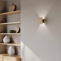 Elobra Inka S LED wall light, oak/black, wood, height 15 cm