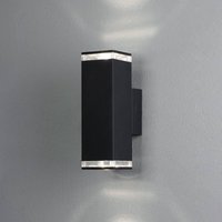 Konstsmide Utomhusvägglampa Pollux, 23,5 cm, svart, aluminium, 2 lampor.