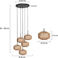 Anne Light Ropex 4525 pendant light, 5-bulb, round, black, brown cable