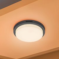 Trio Lighting LED-utomhusvägglampa Bermejo, rund, sensor, CCT, antracit