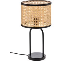 Lindby Tischleuchte Yaelle, 50 cm hoch, Rattan, schwarz, E27