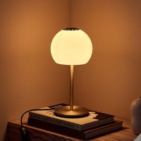 FRANDSEN Bordslampa Ball Glass, sandgrå, glas, 37 cm, E14