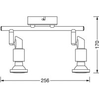 OSRAM ceiling spotlight, silver, metal, 2-bulb, GU10 LED, 2,700 K