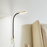 Lindby LED-läslampa Flexola, guld, rund, metall, stickpropp