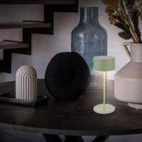 Briloner Kira LED rechargeable table lamp, green, height 19 cm, IP44, touch dimmer