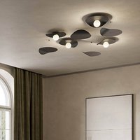 kdln Plafonnier Flow, noir, Ø 35 cm, métal/verre