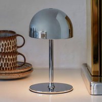 Sirius Tim LED rechargeable table lamp, chrome-coloured, height 22 cm, IP54